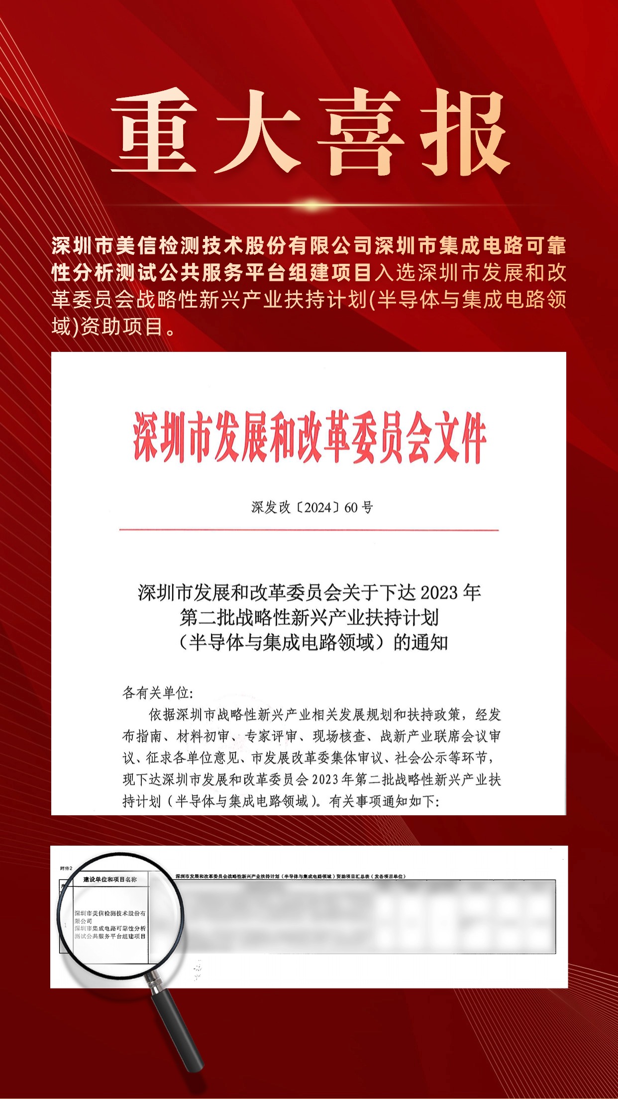 美信檢測成功入選深圳市發(fā)展和改革委員會戰(zhàn)略性新興產(chǎn)業(yè)扶持計劃